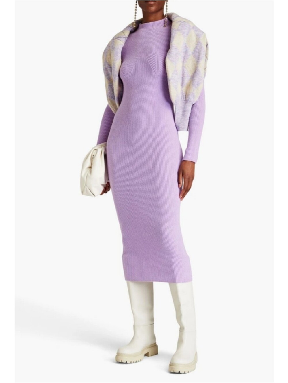 ARCH4 Sandy Cutout Ribbed Cashmere Midi Dress